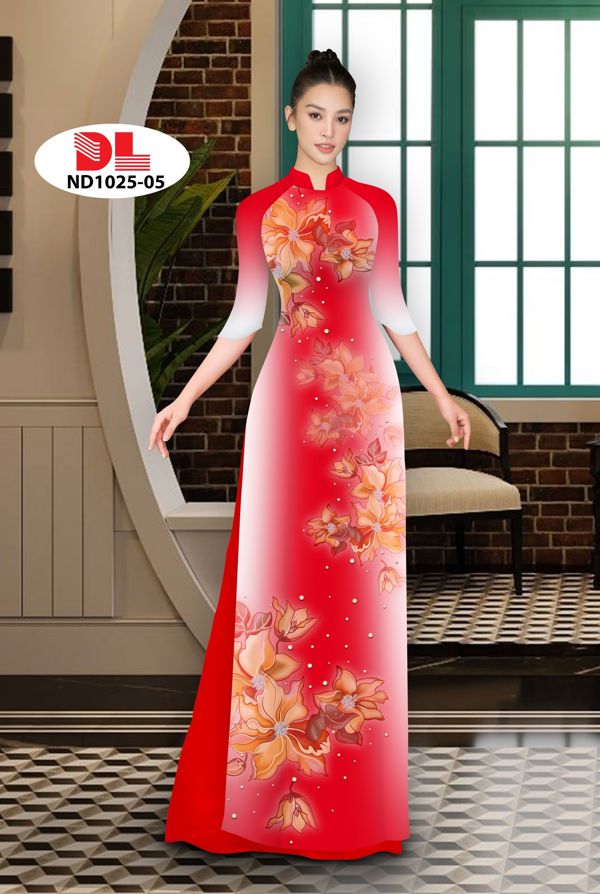Vải Áo Dài Hoa In 3D AD ND1025 2